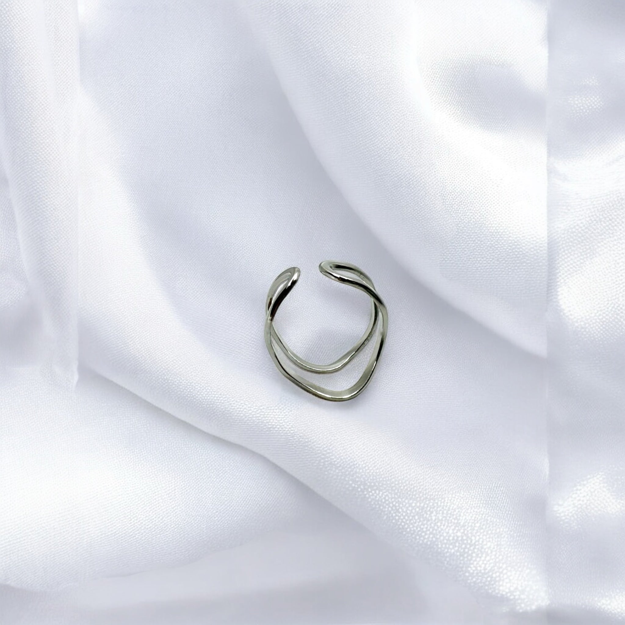 Anello onda silver regolabile Sharifa Crystals